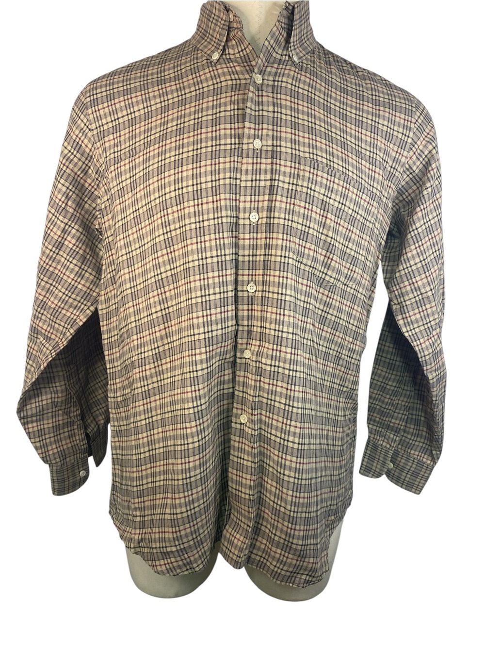 Calvin Klein Plaid Shirt in Beige and Navy Men’s Large